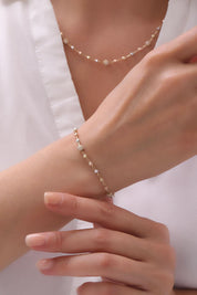 14 Ayar Dorikalı Beyaz Taşlı Altın Set