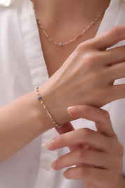 14 Ayar Dorikalı Mavi Taşlı Altın Set