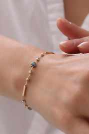 14 Ayar Dorikalı Mavi Taşlı Altın Set