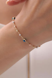 14 Ayar Dorikalı Mavi Taşlı Altın Set