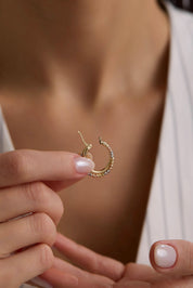 14 Ayar Dorikalı Oval Altın Küpe