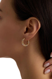 14 Ayar Dorikalı Oval Altın Küpe