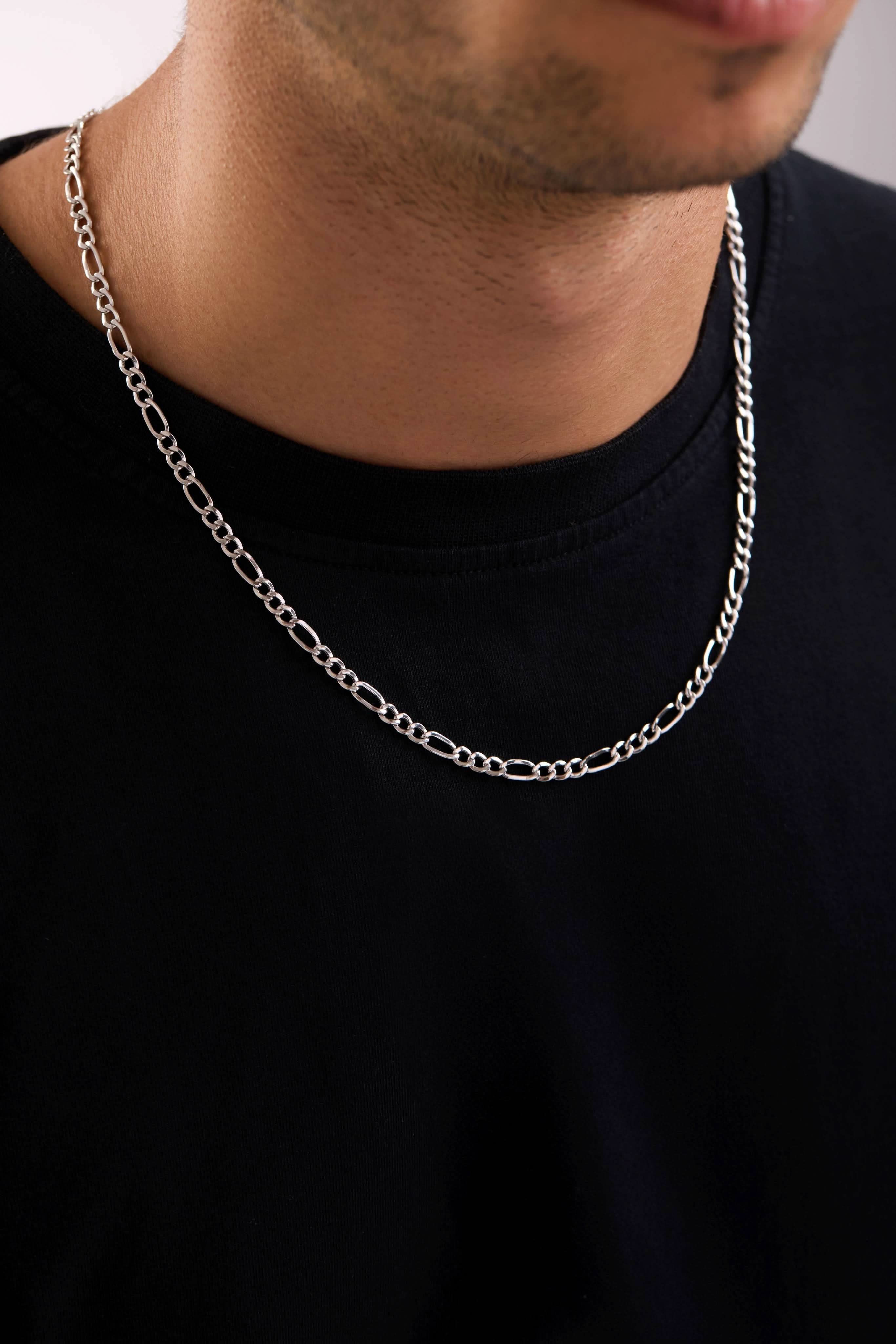 14 Ayar Figaro Beyaz Zincir Erkek Altın Kolye