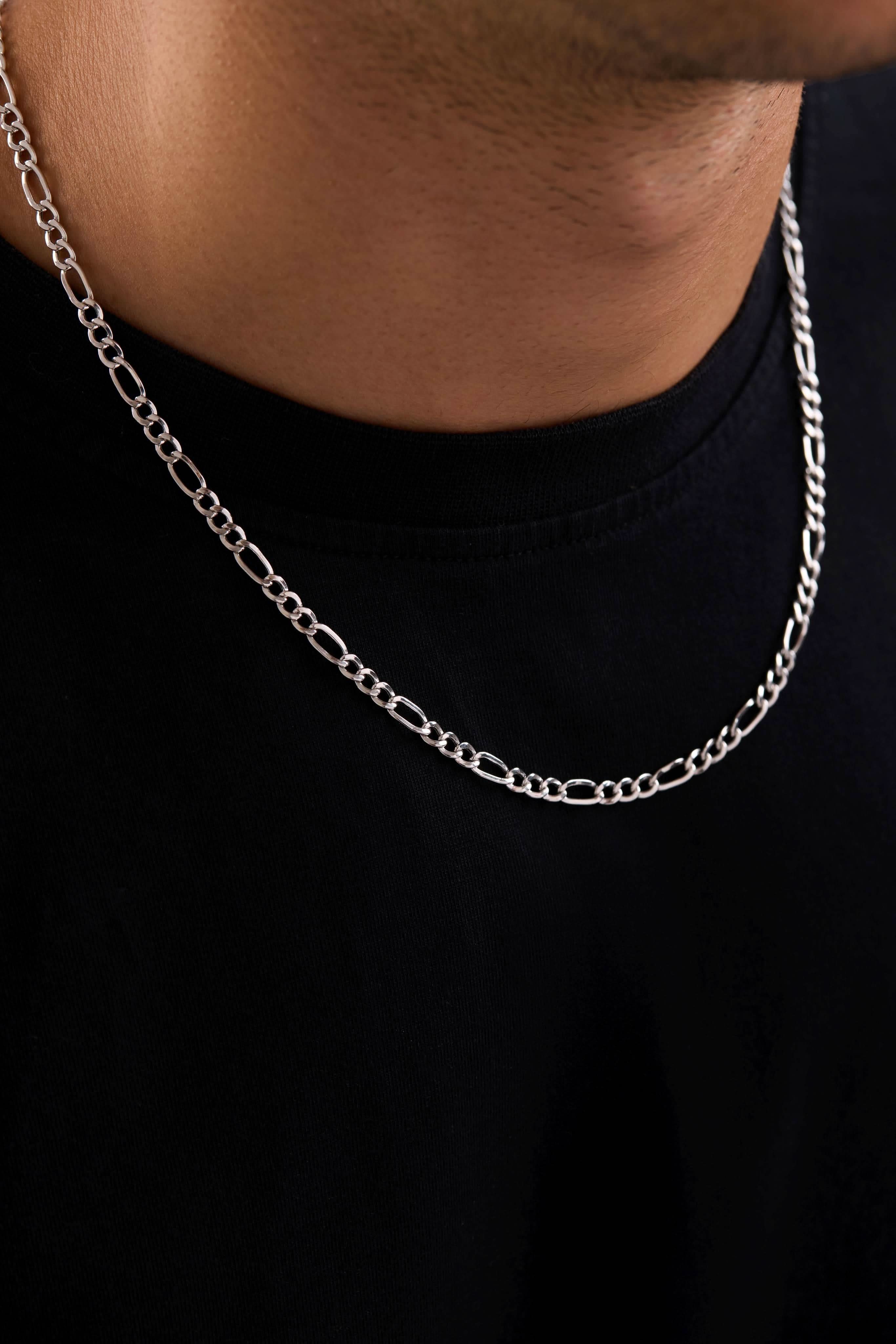 14 Ayar Figaro Beyaz Zincir Erkek Altın Kolye