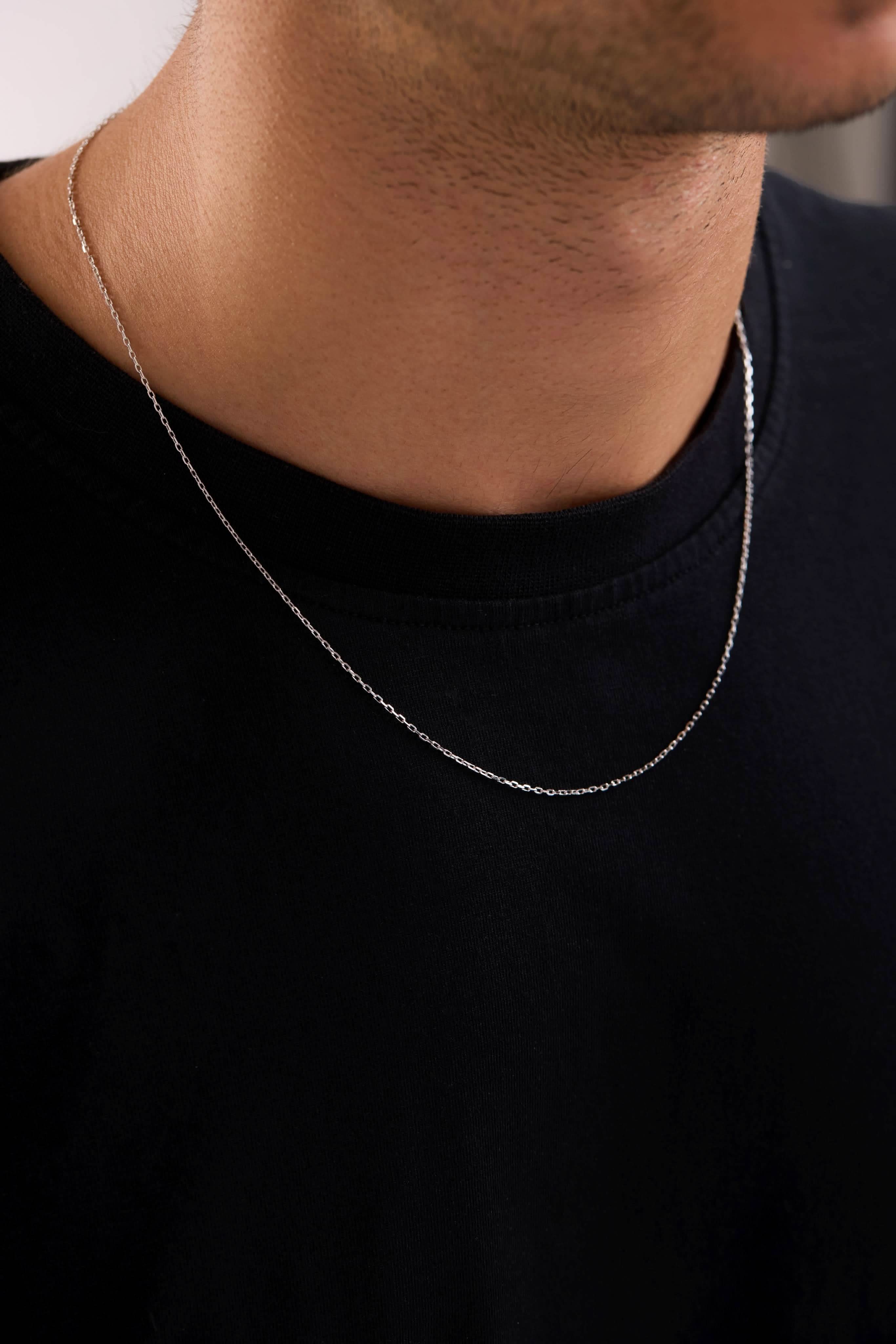 14 Ayar Forse Beyaz Zincir Erkek Altın Kolye