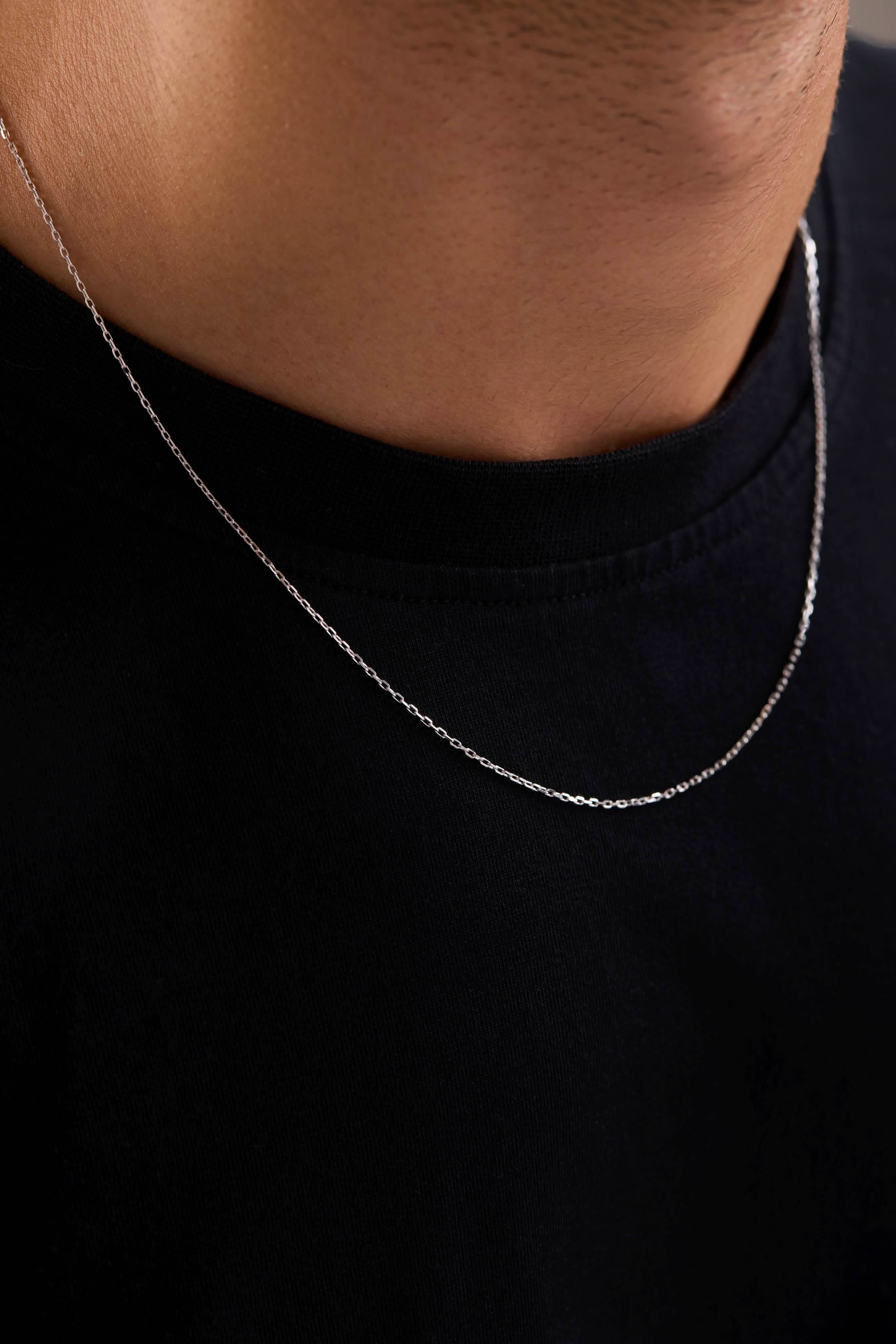 14 Ayar Forse Beyaz Zincir Erkek Altın Kolye