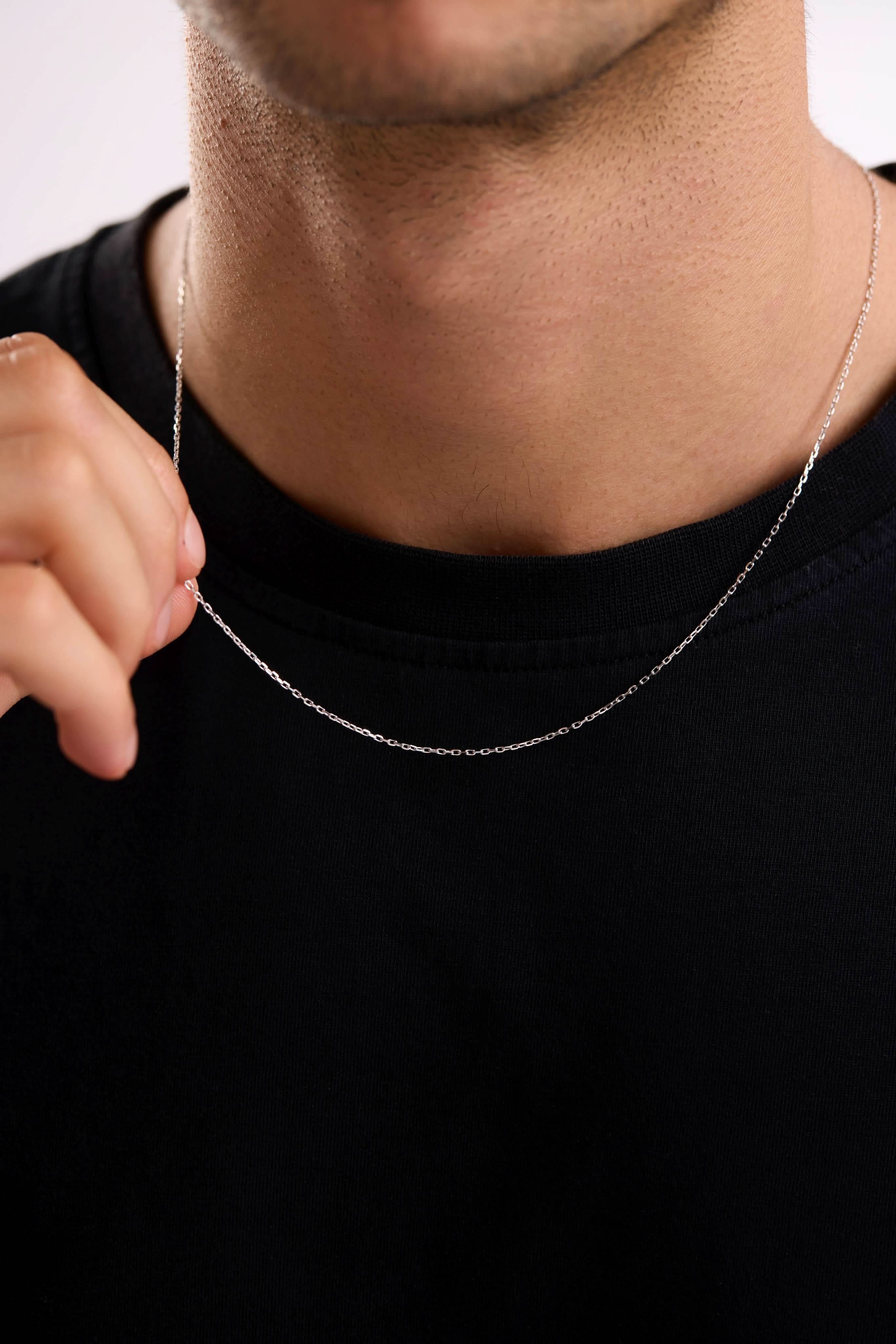 14 Ayar Forse Beyaz Zincir Erkek Altın Kolye