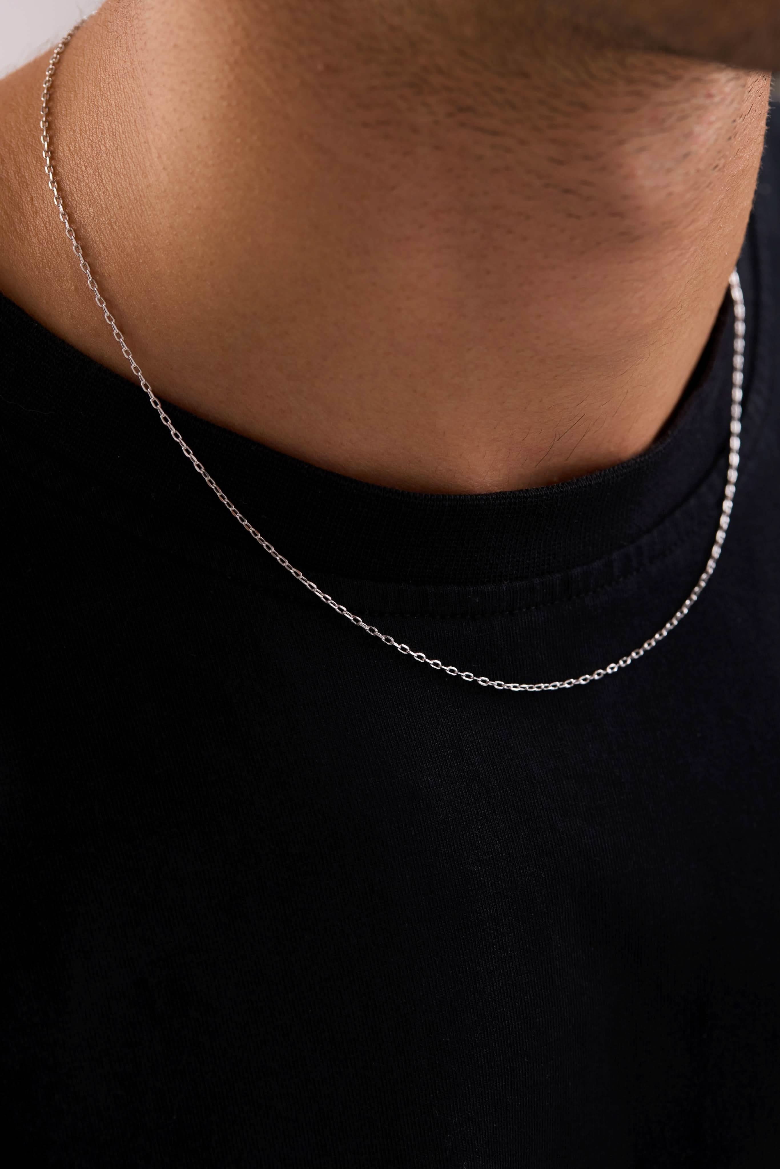 14 Ayar Forse Beyaz Zincir Erkek Altın Kolye