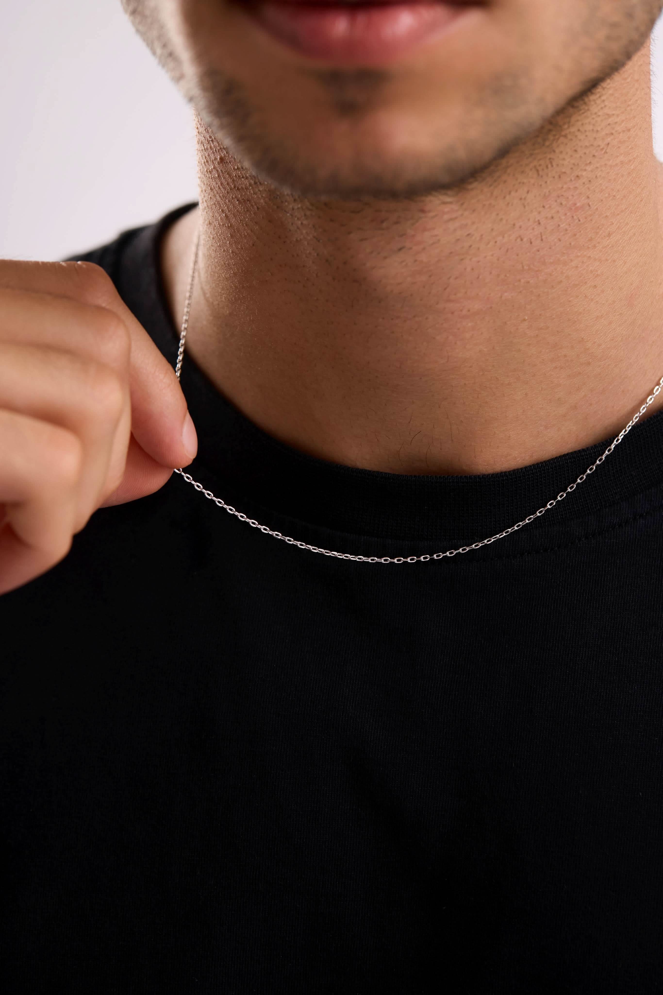 14 Ayar Forse Beyaz Zincir Erkek Altın Kolye