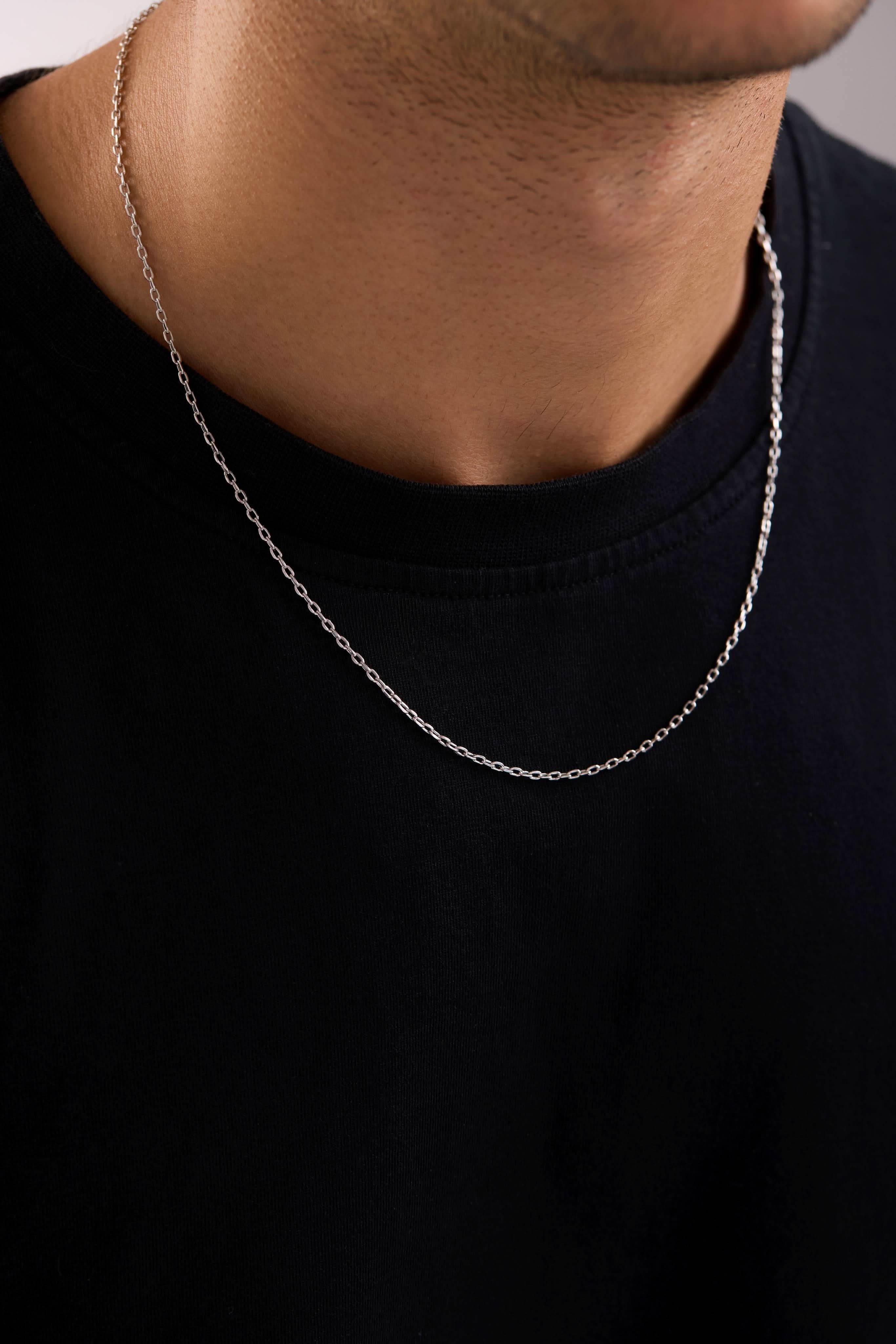 14 Ayar Forse Beyaz Zincir Erkek Altın Kolye