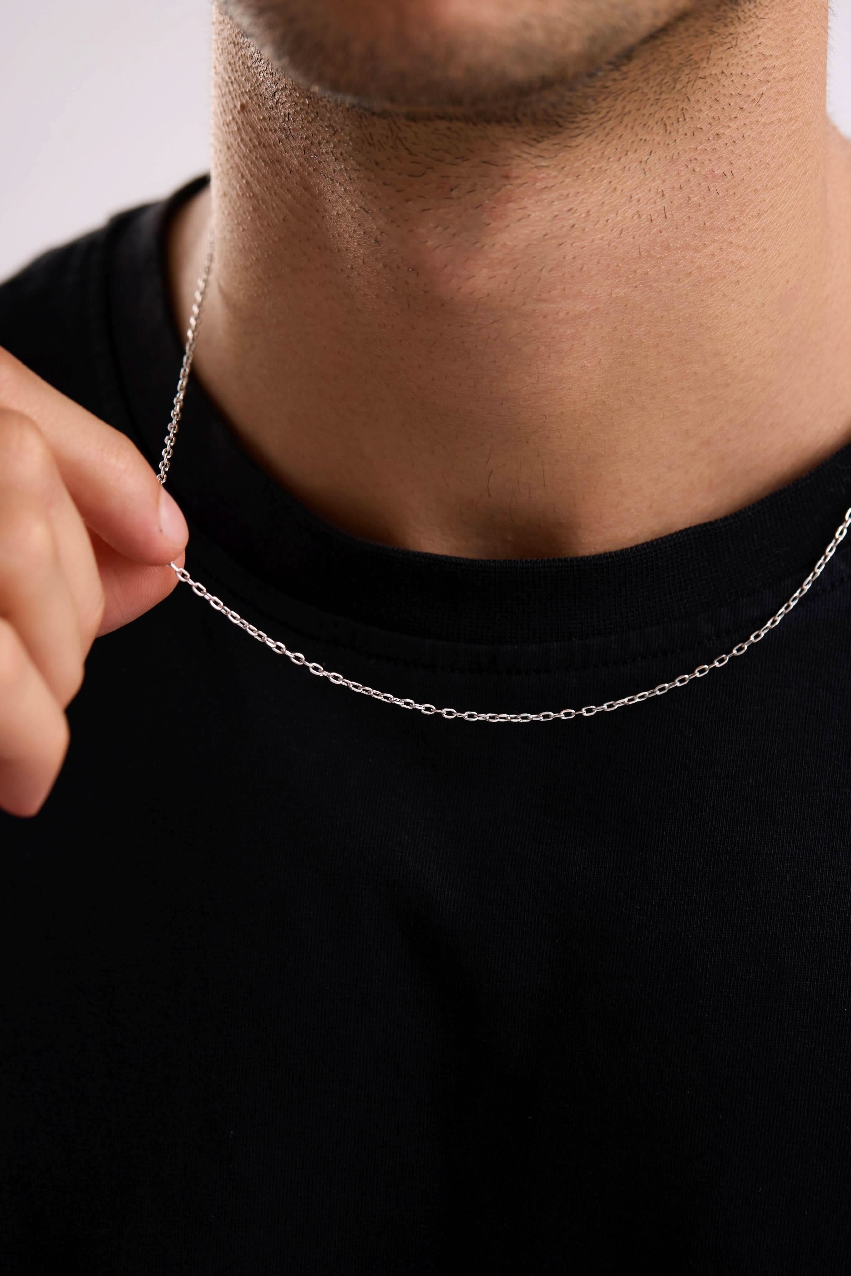 14 Ayar Forse Beyaz Zincir Erkek Altın Kolye