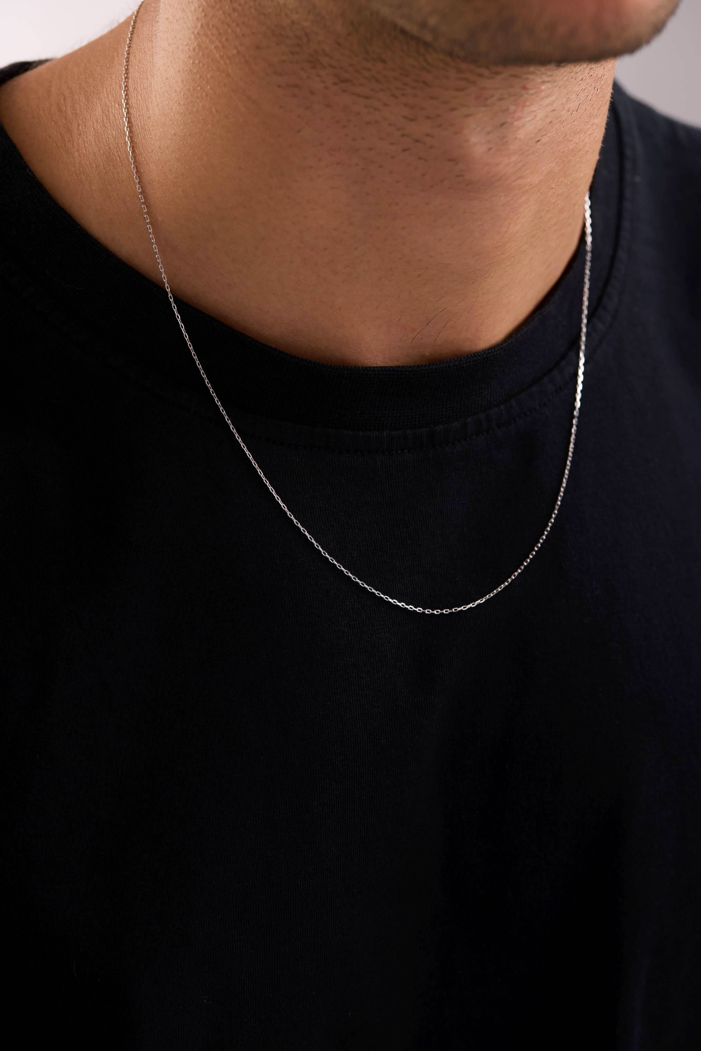 14 Ayar Forse Beyaz Zincir Erkek Altın Kolye