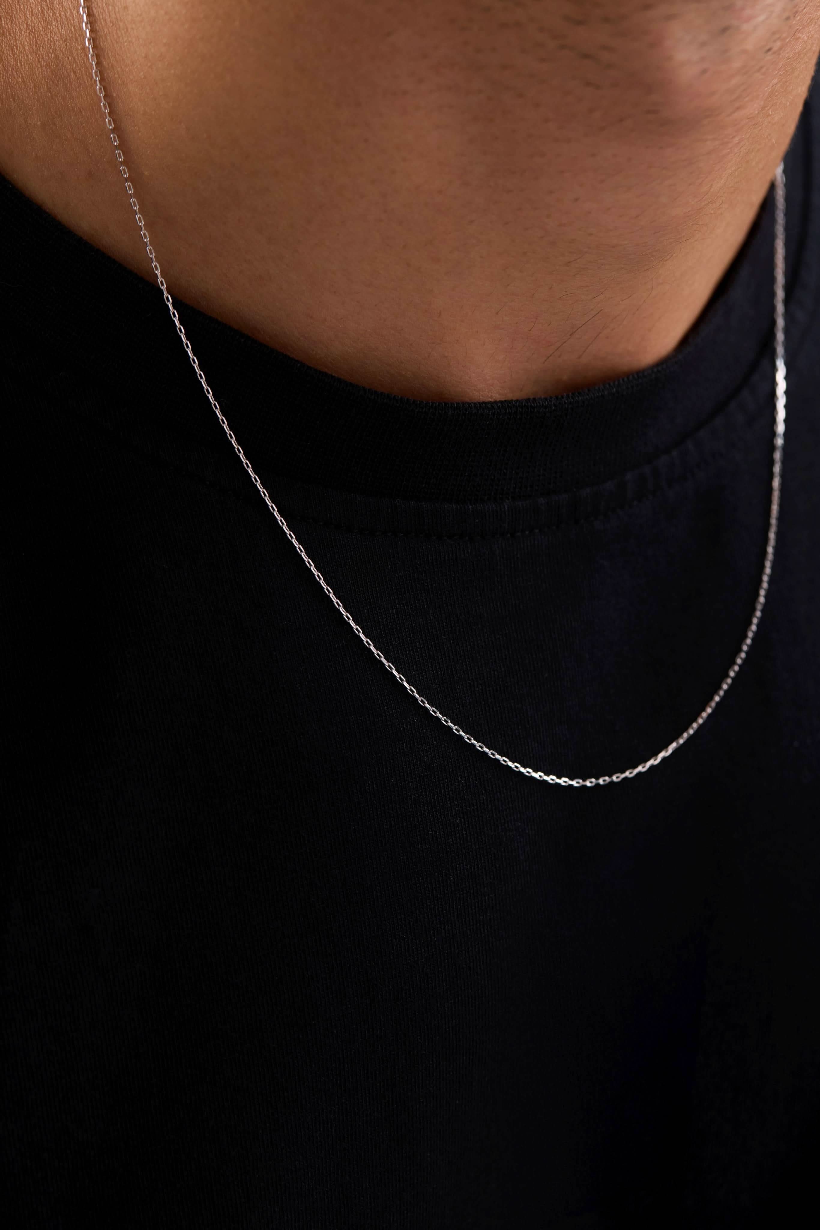 14 Ayar Forse Beyaz Zincir Erkek Altın Kolye