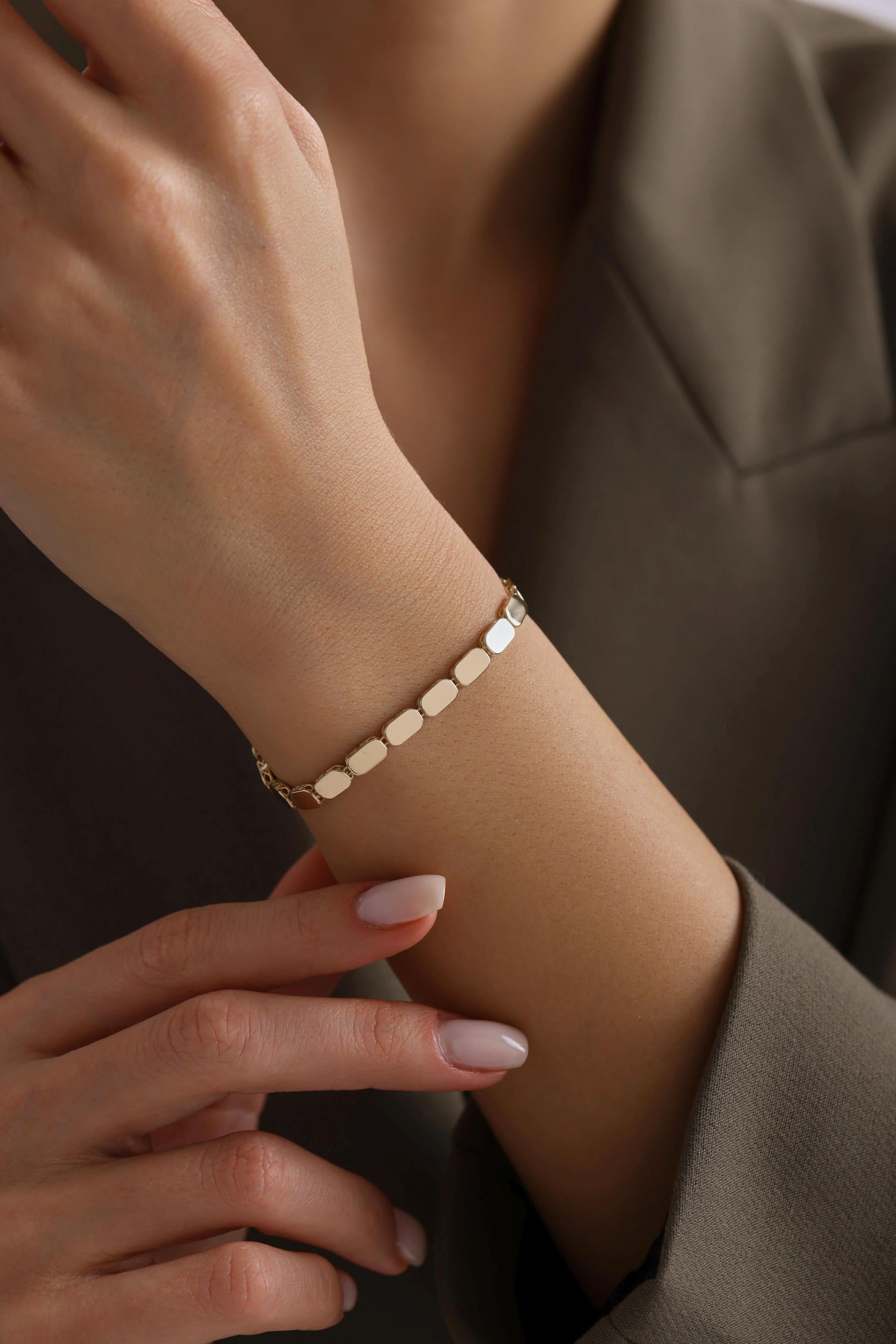 14 Ayar Geometrik Altın Bileklik