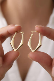 14 Ayar Geometrik Halka Altın Küpe