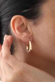 14 Ayar Geometrik Halka Altın Küpe