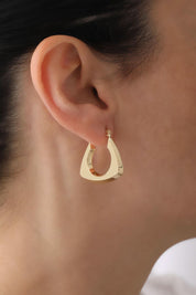 14 Ayar Geometrik Halka Altın Küpe