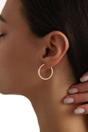 14 Ayar Gizli Kilitli Halka Altın Küpe