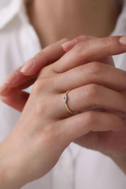 14 Ayar Göz Taşlı Altın Yüzük