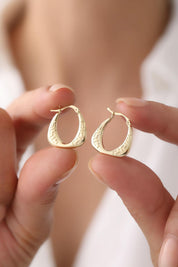 14 Ayar Grek Desenli Altın Küpe