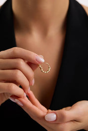 14 Ayar Gurmet Altın Halka Küpe (Orta)