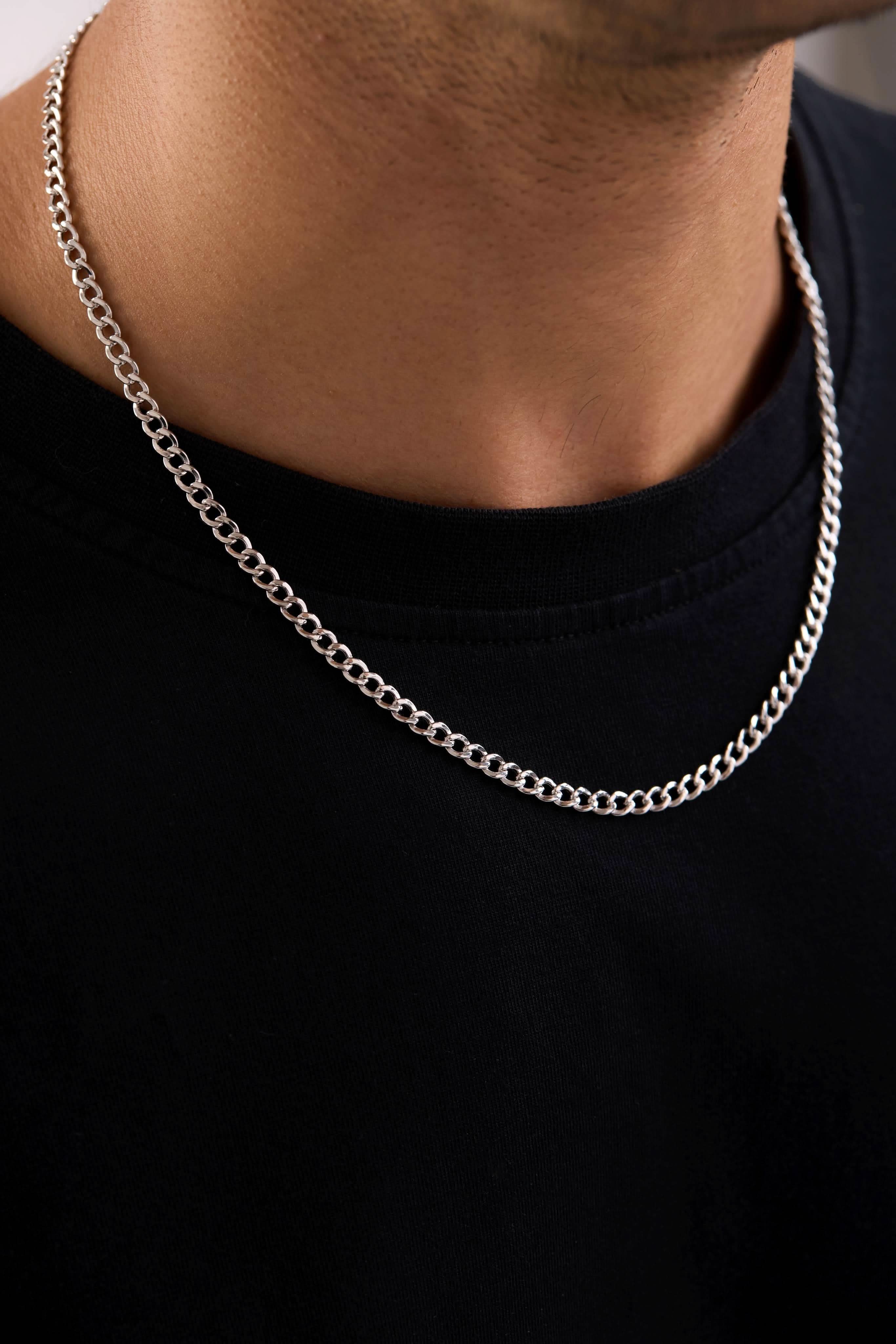 14 Ayar Gurmet Beyaz Zincir Erkek Altın Kolye