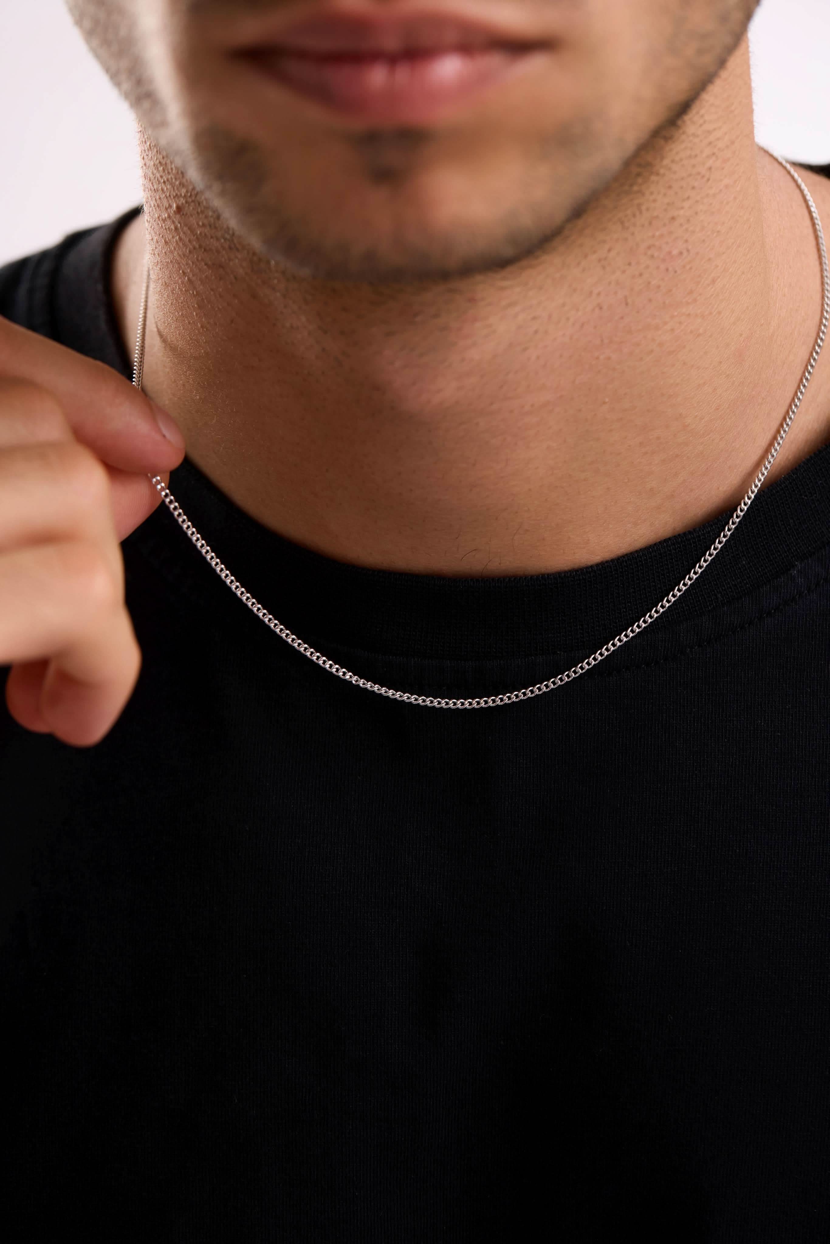 14 Ayar Gurmet Beyaz Zincir Erkek Altın Kolye