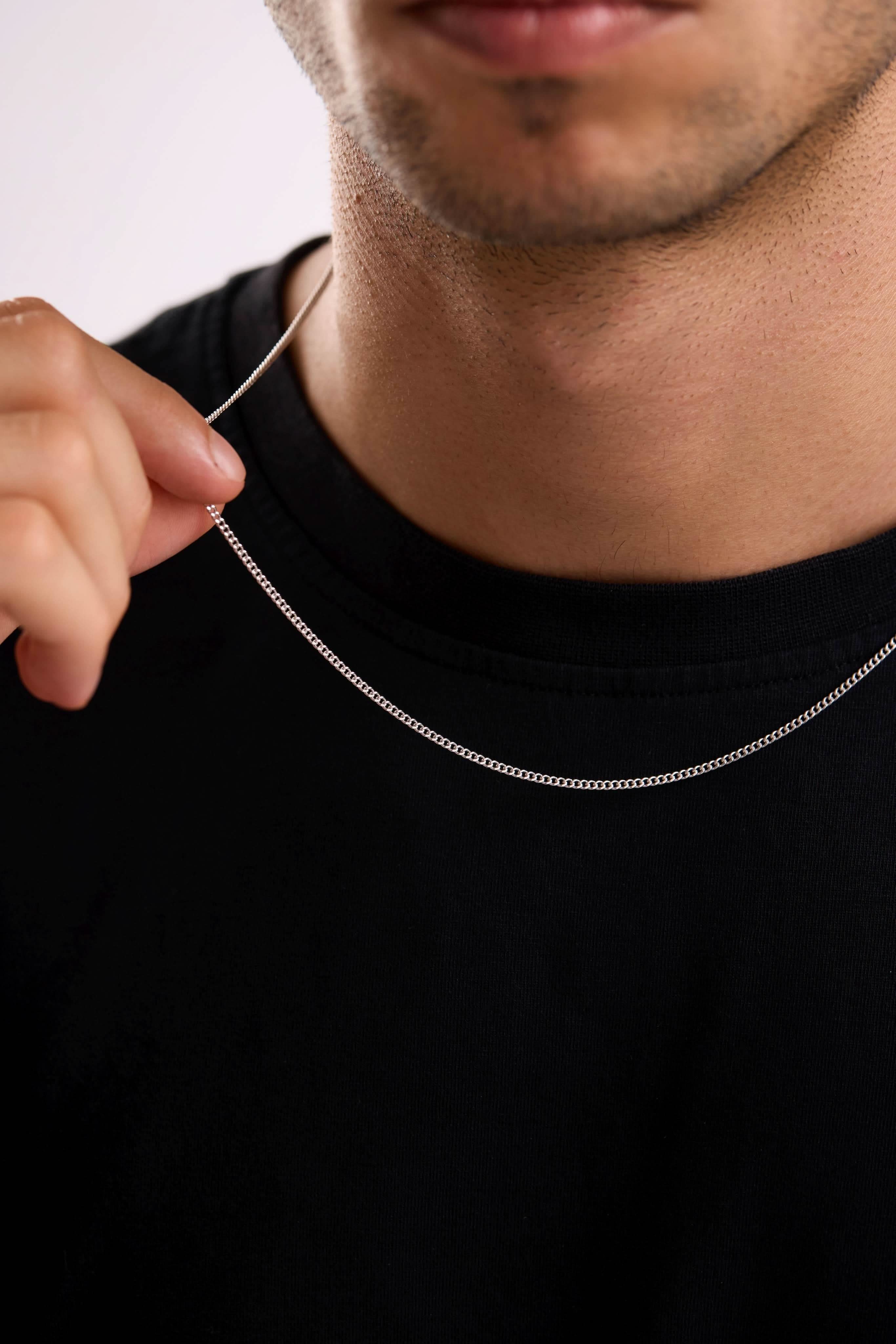 14 Ayar Gurmet Beyaz Zincir Erkek Altın Kolye