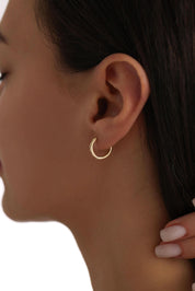 14 Ayar Halka Desenli Altın Küpe