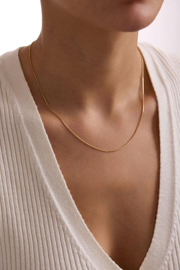 14 Ayar Hollow Kutu Zincir Altın Kolye (0.80 mm)