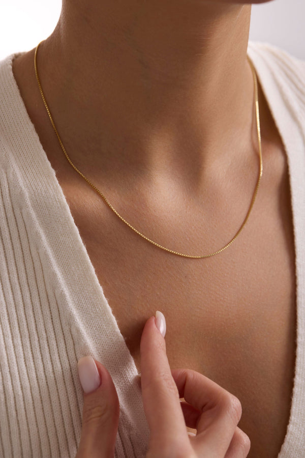 14 Ayar Hollow Kutu Zincir Altın Kolye (0.80 mm)