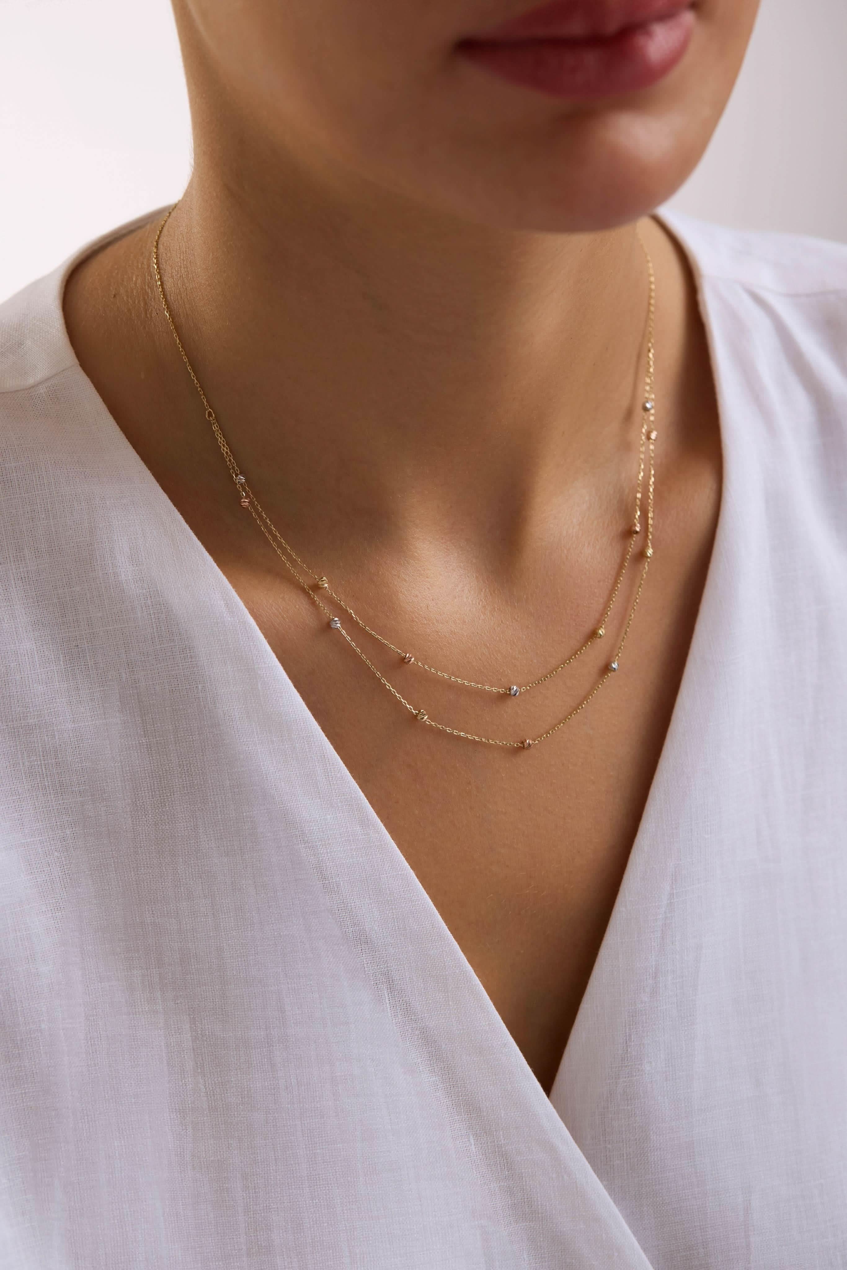 14 Ayar İkili Dorika Altın Kolye