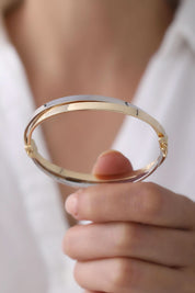 14 Ayar İkili Düz Altın Kelepçe