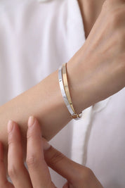 14 Ayar İkili Düz Altın Kelepçe