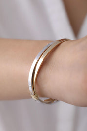 14 Ayar İkili Düz Altın Kelepçe