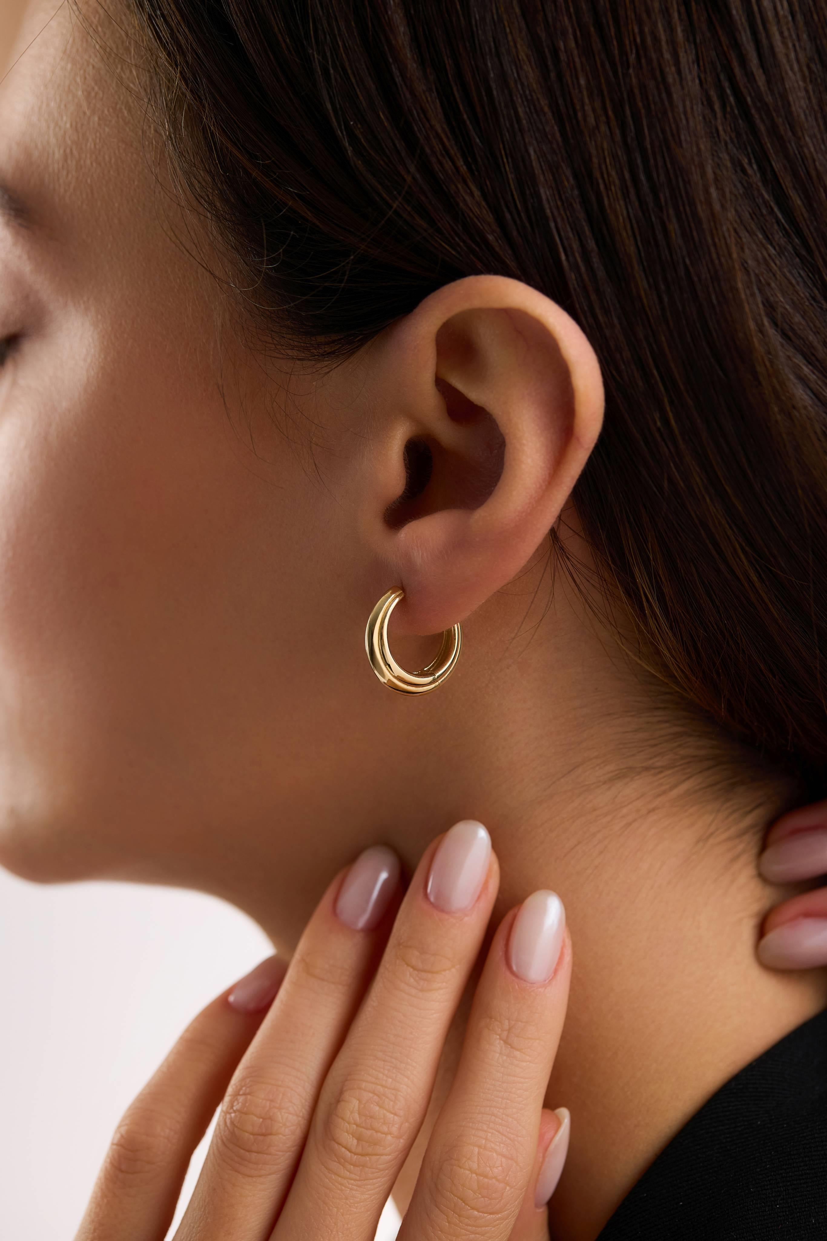 14 Ayar İkili Halka Altın Küpe