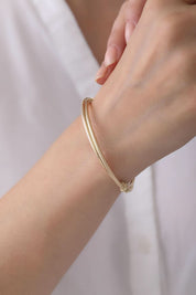 14 Ayar İkili Oval Altın Kelepçe