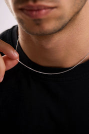 14 Ayar İnce Tilki Kuyruğu Beyaz Zincir Erkek Altın Kolye