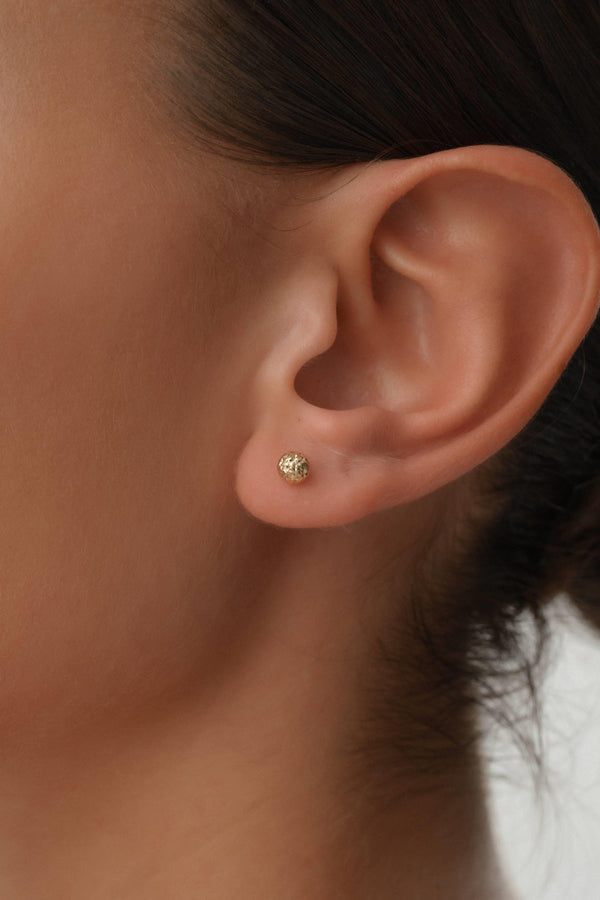 14 Ayar Kalemli Altın Top Küpe