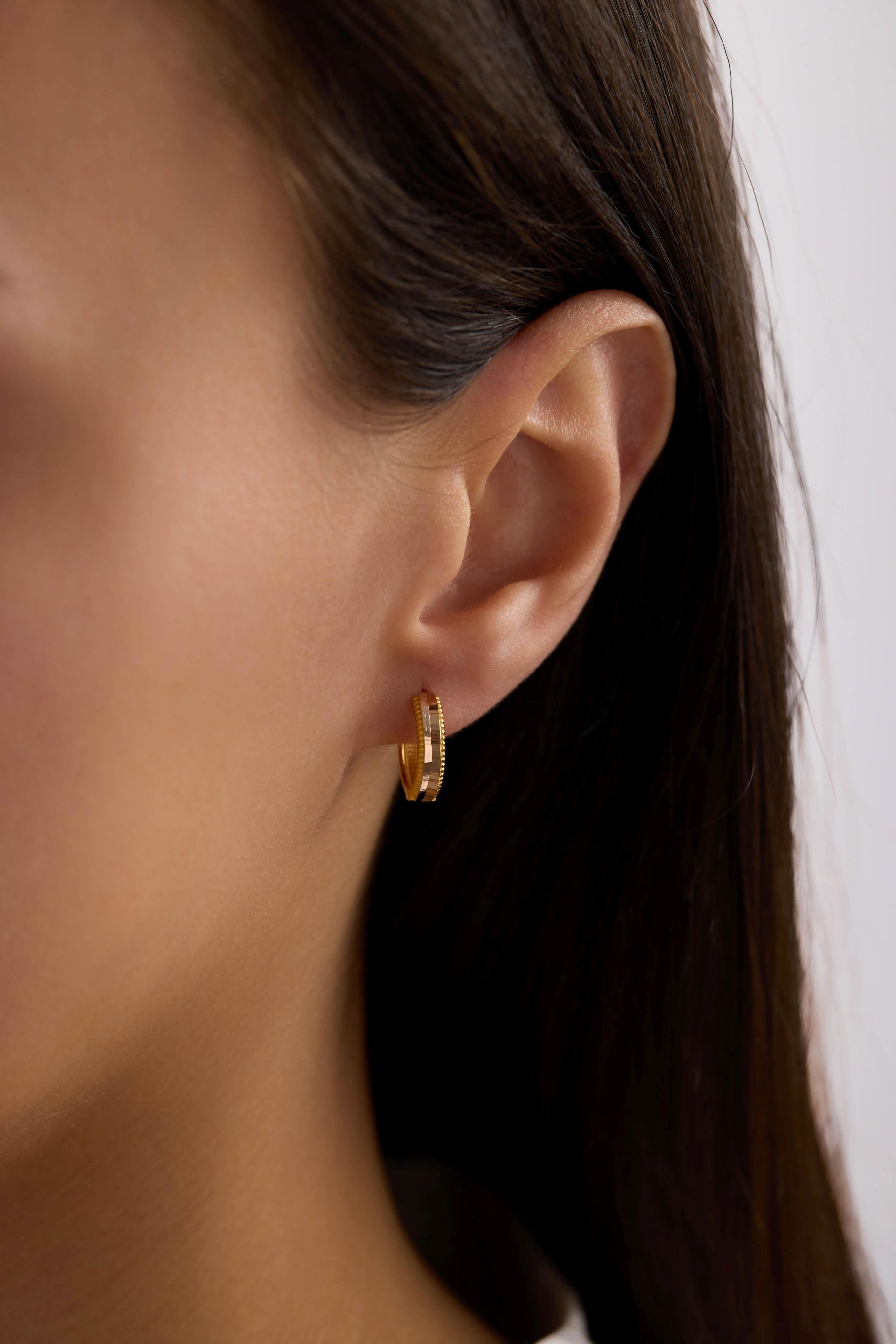 14 Ayar Kalemli Halka Altın Küpe