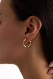 14 Ayar Kalemli Halka Altın Küpe