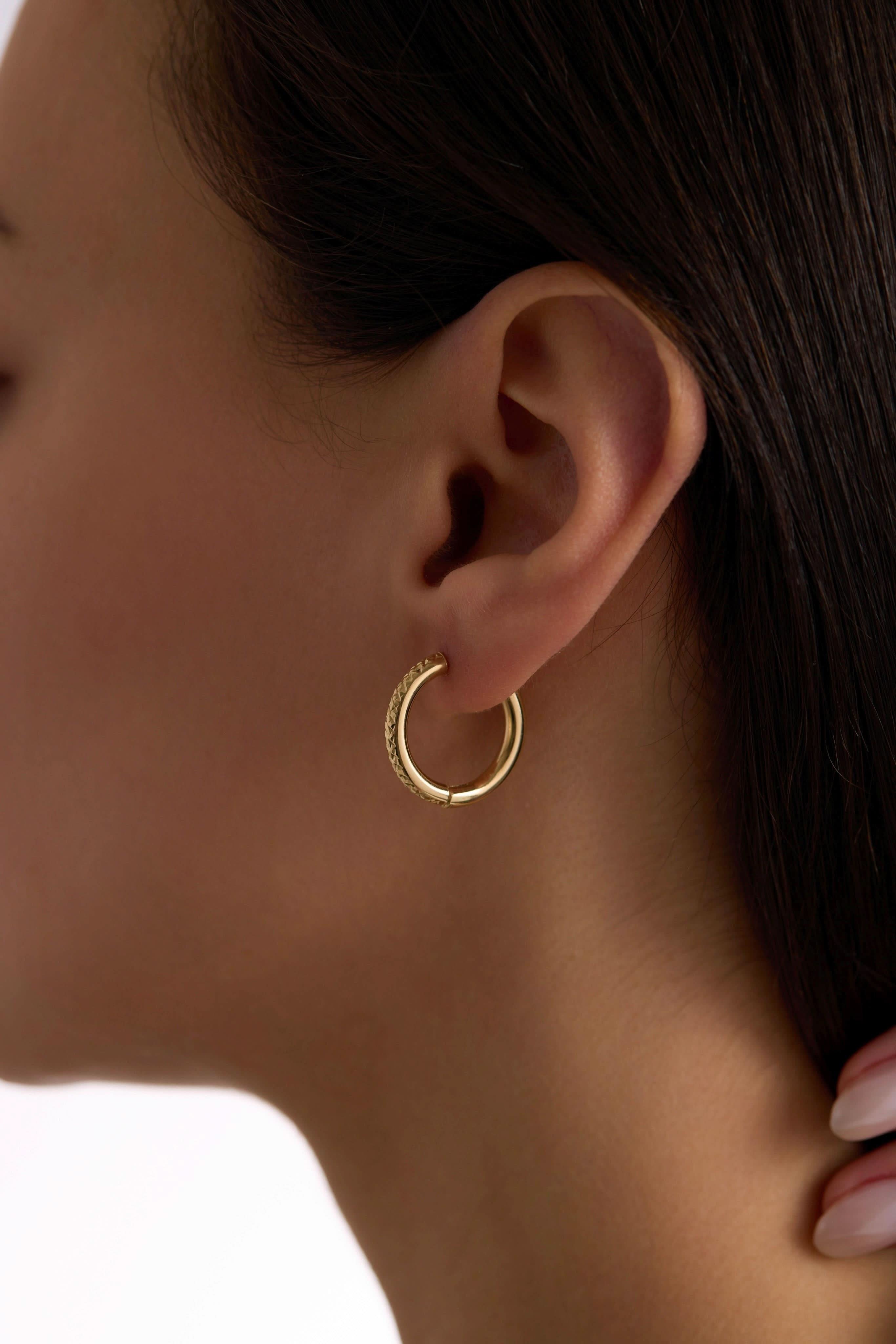 14 Ayar Kalemli Halka Altın Küpe