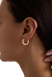 14 Ayar Kalemli Halka Altın Küpe