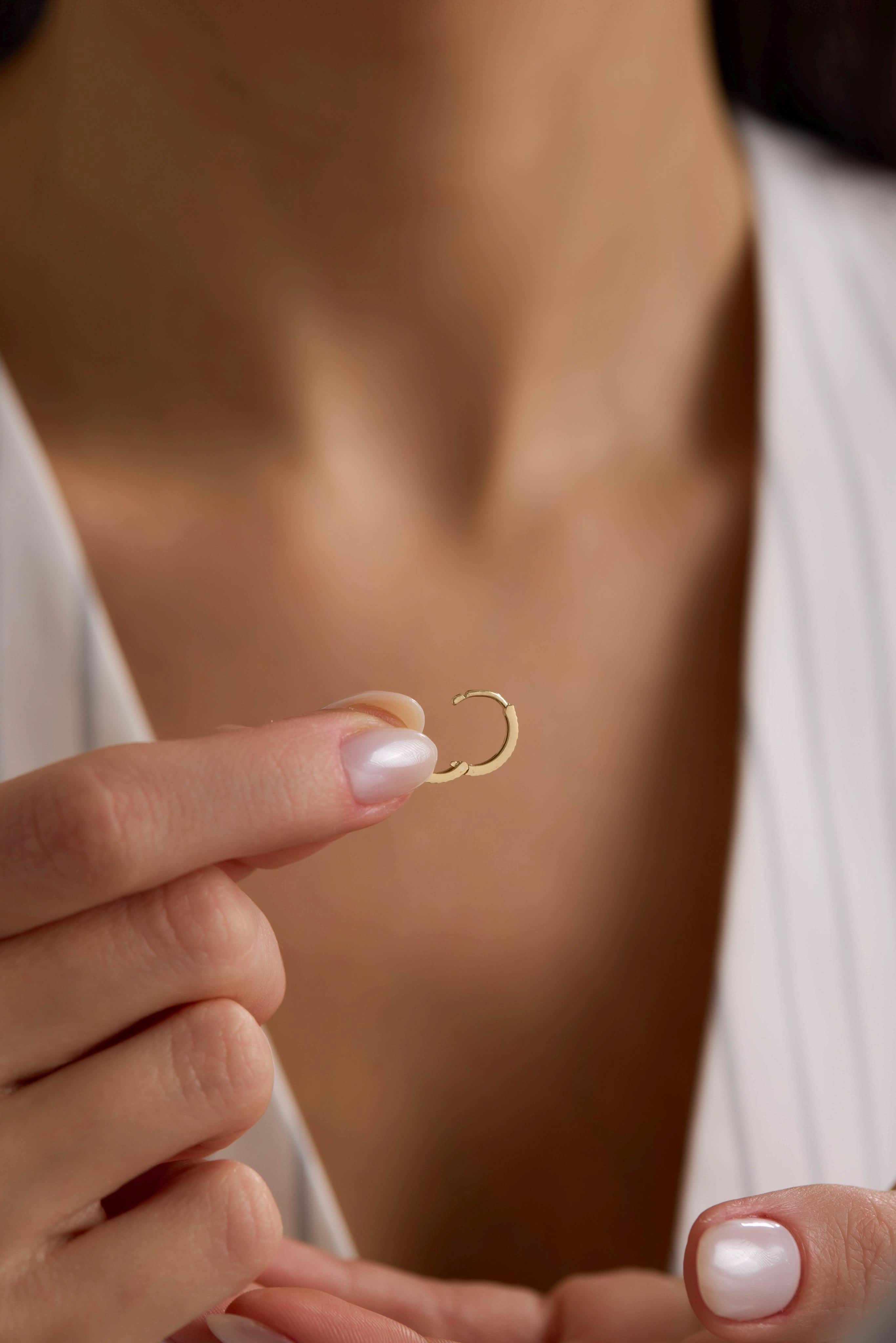 14 Ayar Kalemli Halka Altın Küpe