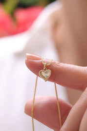 14 Ayar Kalemli Kalp Altın Kolye Ucu