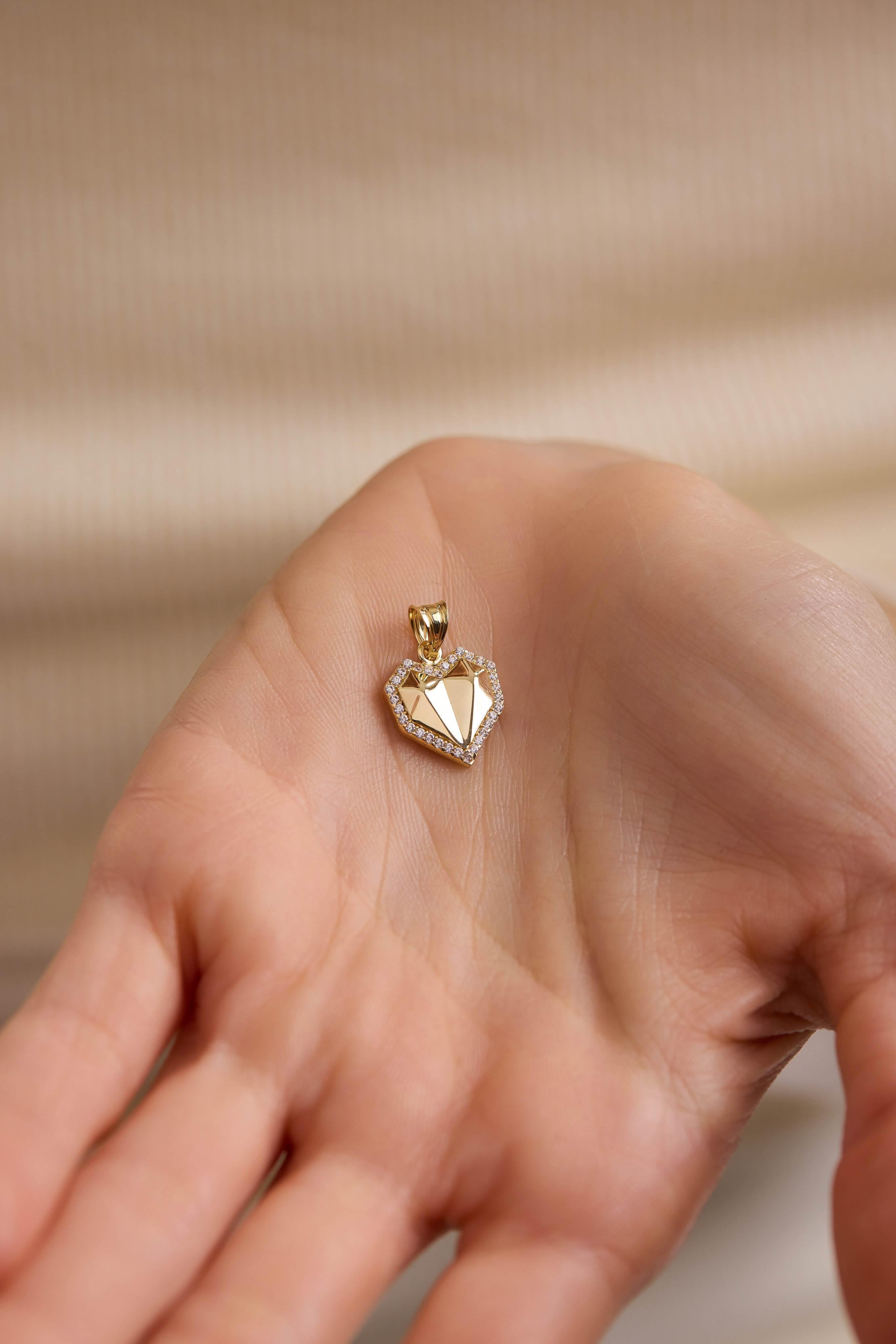 14 Ayar Kalp Altın Kolye Ucu