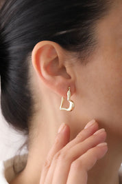 14 Ayar Kalp Altın Küpe