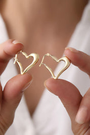 14 Ayar Kalp Altın Küpe