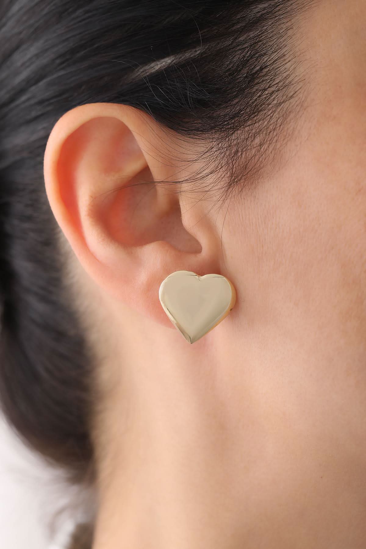 14 Ayar Kalp Altın Küpe