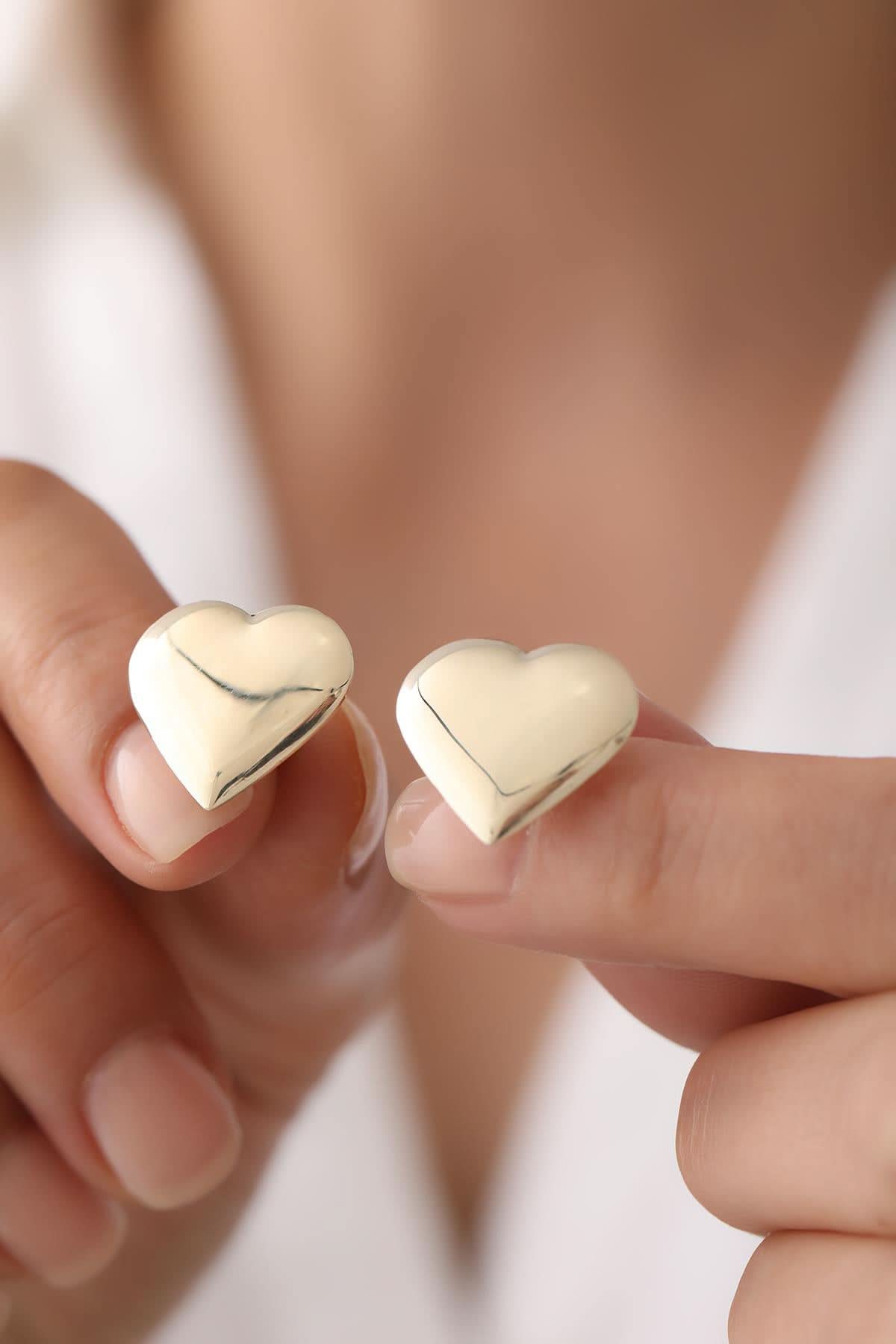 14 Ayar Kalp Altın Küpe